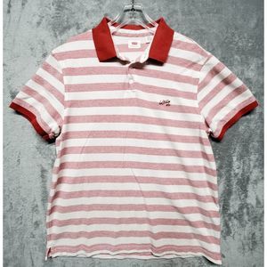 NEW Mens XXL LEVIS Shirt Red White Striped Polo Casual Logo Cotton 224030026